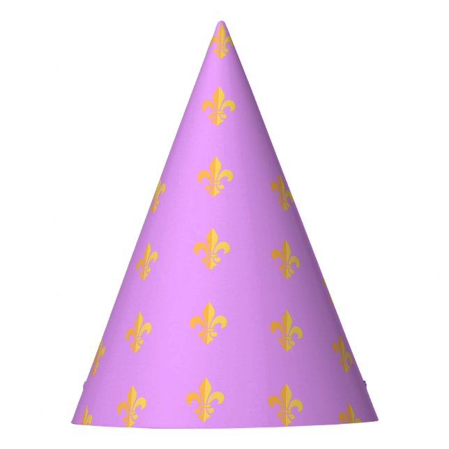 Mardi Gras Carnival Harlequin Fleur de Lis Diamond Party Hat (Front)