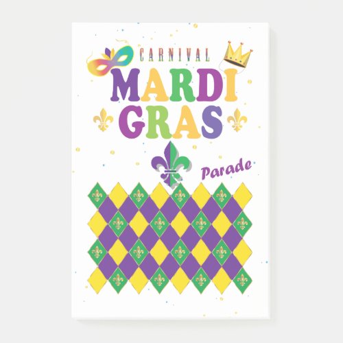 Mardi Gras Carnival Harlequin Fleur de Lis Diamond Post_it Notes