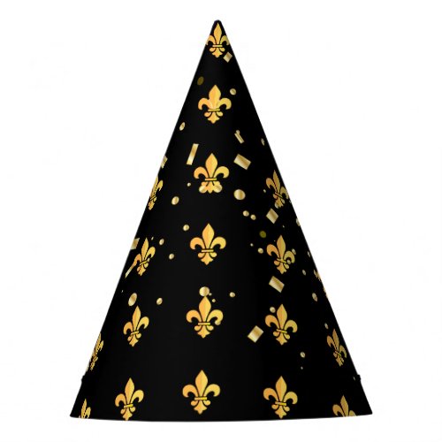 Mardi Gras Carnival Harlequin Gold  Fleur de Lis Party Hat