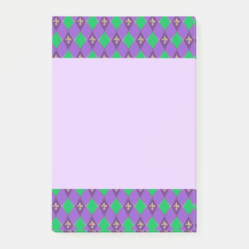 Mardi Gras Carnival Harlequin Gold Fleur de Lis Post_it Notes