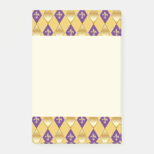 Mardi Gras Carnival Harlequin Gold Fleur de Lis Post-it Notes
