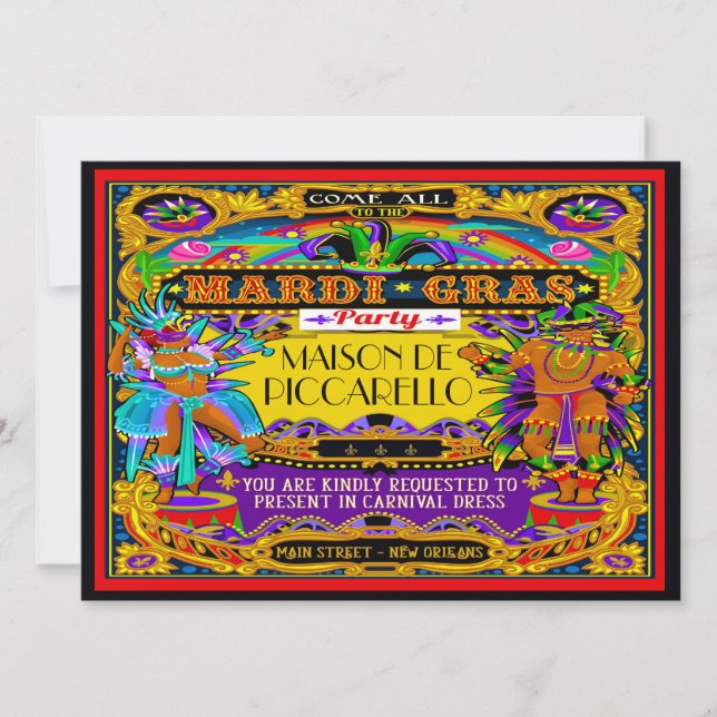 Mardi Gras Carnival Invitation (Front)