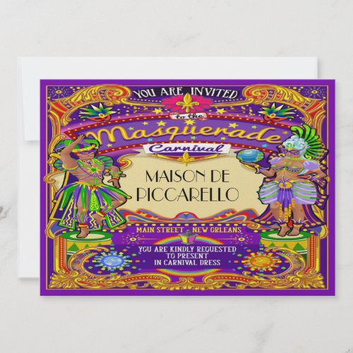 Mardi Gras Carnival Invitation