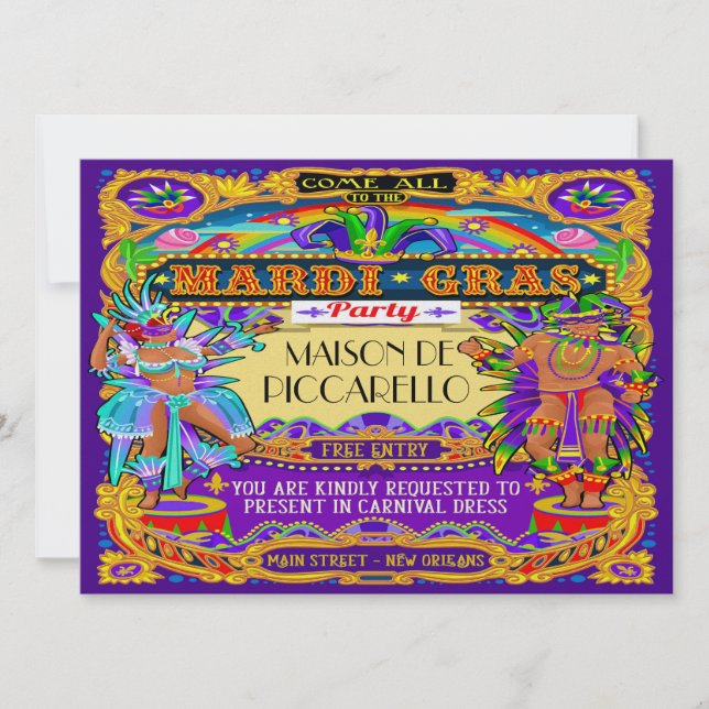 Mardi Gras Carnival Invitation (Front)