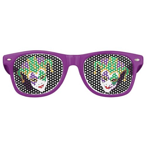 Mardi Gras Carnival Jester Mask Retro Sunglasses