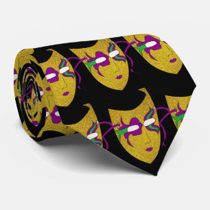 Mardi Gras Carnival  Mask  on Black NeckTie