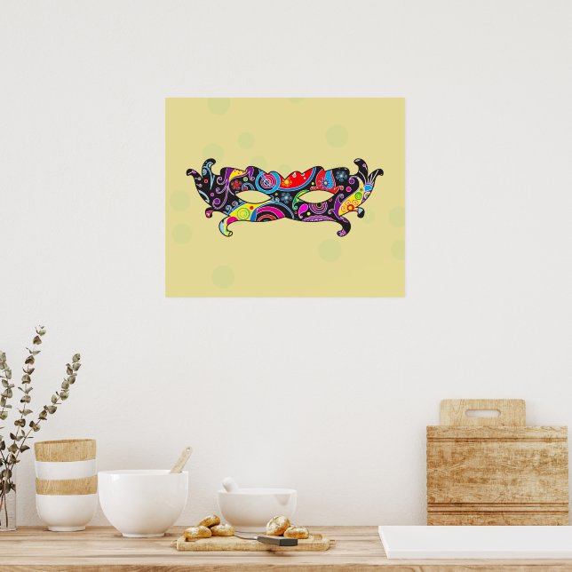 Mardi Gras, Carnival Mask, Parade Mask, Masquerade Poster (Kitchen)