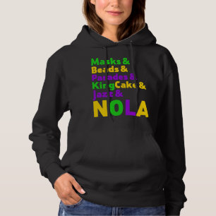 Mardi Gras Carnival Masks Beads Jazz Parade King C Hoodie