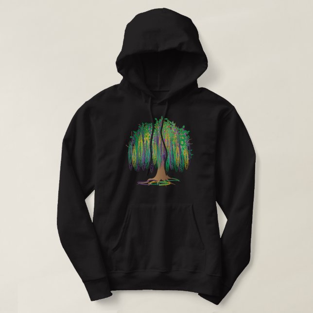 Mardi Gras Carnival Mexican Graphic Bead-Tree Bour Hoodie (Design Front)