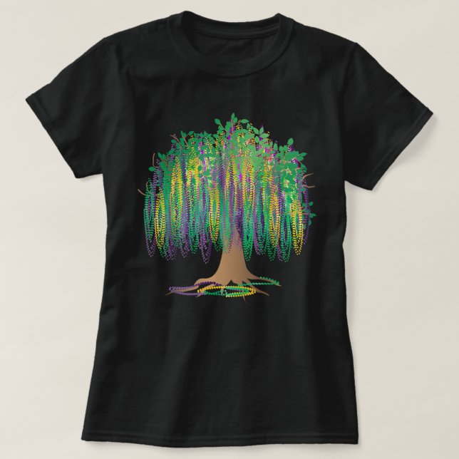 Mardi Gras Carnival Mexican Graphic Bead-Tree Bour T-Shirt (Design Front)