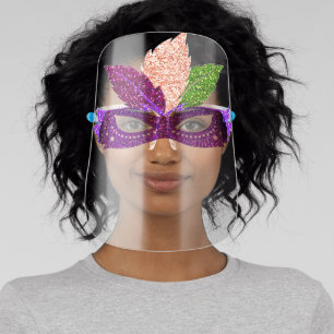 mardi gras carnival new Orleans glitter feathers Face Shield