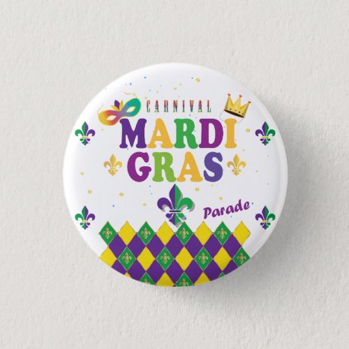 Mardi Gras Carnival Party Fleur de Lis pattern Button