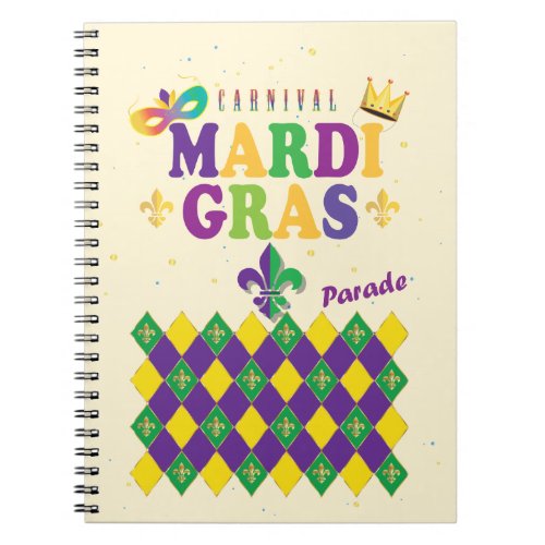 Mardi Gras Carnival Party Fleur de Lis Pattern Notebook