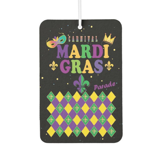 Mardi Gras Carnival Party Fleur de Lis Rhombus Air Freshener (Front)