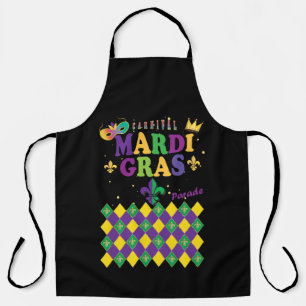 Mardi Gras Carnival Party Fleur de Lis Rhombus Apron