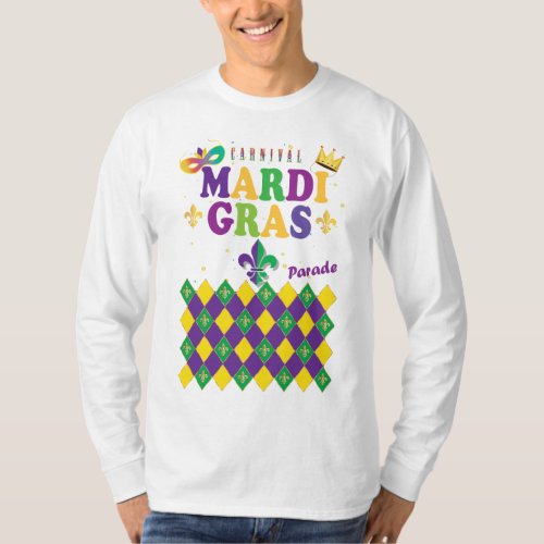 Mardi Gras Carnival Party Fleur de Lis Rhombus T_Shirt