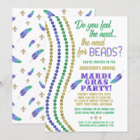 Mardi Gras Carnival Party Funny Need for Beads