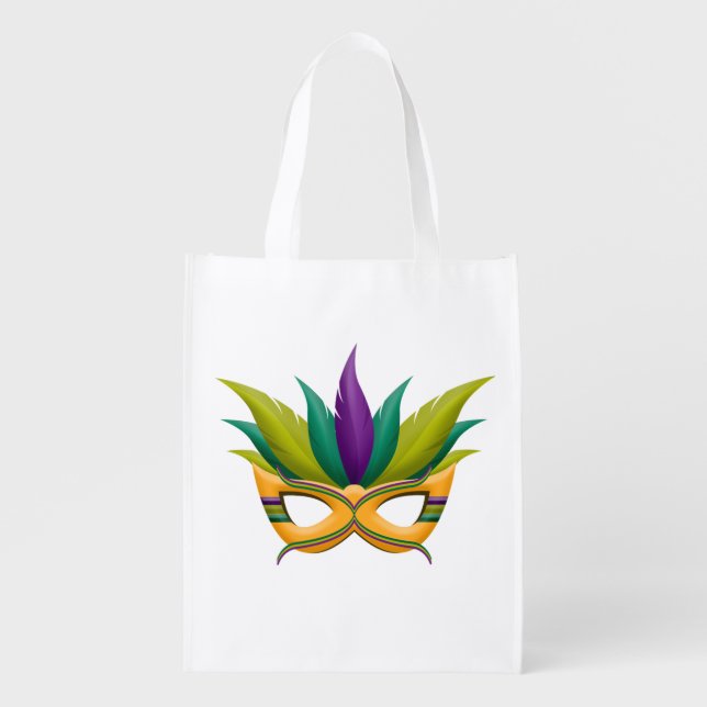 Mardi Gras Carnival Party  Mask  Reusable Grocery  Grocery Bag (Front)
