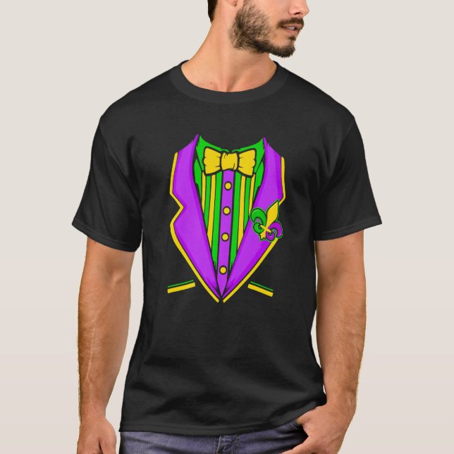 Mardi Gras Carnival Party Tuxedo Men Boys Costume T-Shirt (Front)