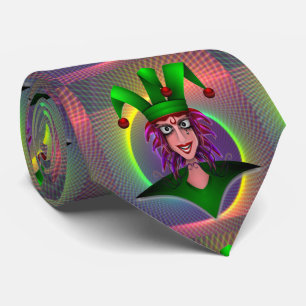 Mardi Gras Carnival Purple Green Jester Neck Tie