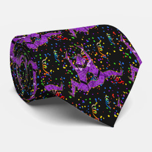 Mardi Gras Carnival Purple Jesters And Confetti Neck Tie