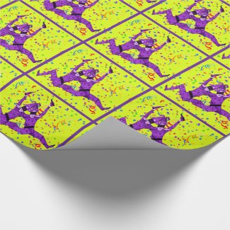 Mardi Gras Carnival Purple Jesters With Confetti Wrapping Paper