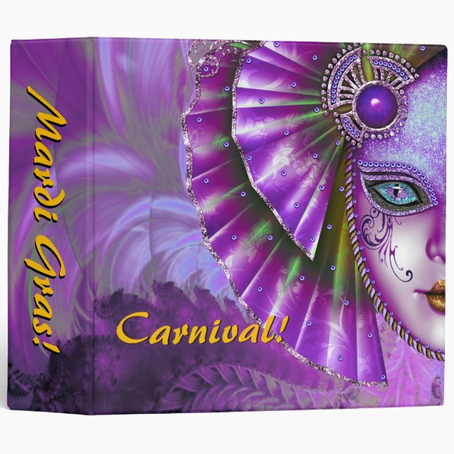 Mardi Gras Carnival Purple Photo Album Binder (Front/Spine)