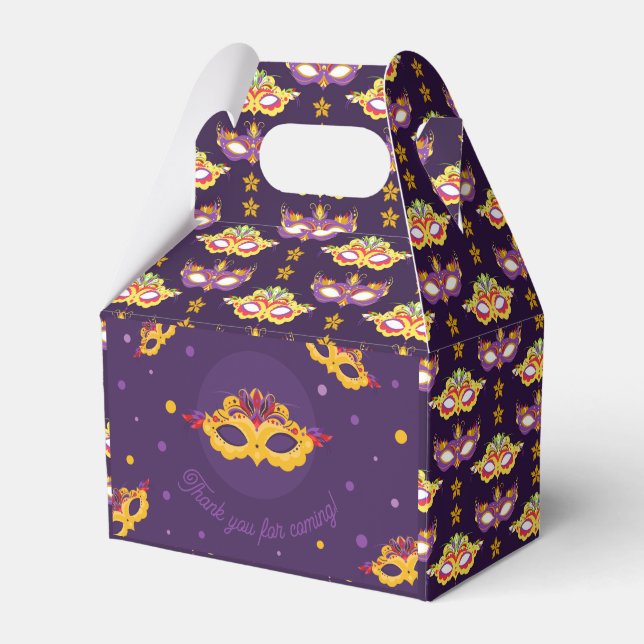 Mardi Gras Carnival Thank you  Favor Boxes (Front Side)