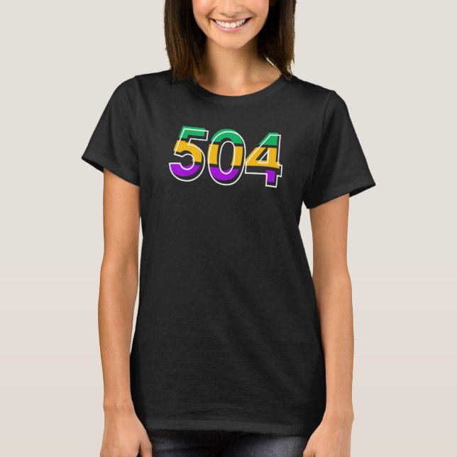 Mardi Gras Carnival Vintage 504 Retro Cajun Festiv T-Shirt (Front)