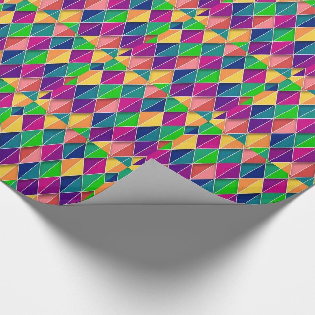 Mardi Gras Carnival Yellow Purple Green Diamonds Wrapping Paper (Corner)