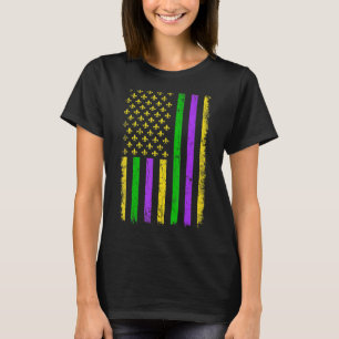 Mardi Gras Carnivals American US Flag Funny Festiv T-Shirt