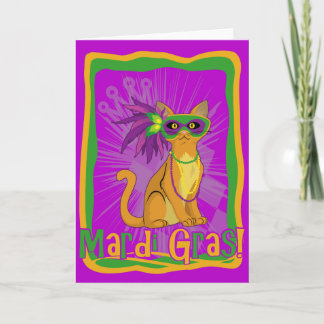 Mardi Gras Cat Card