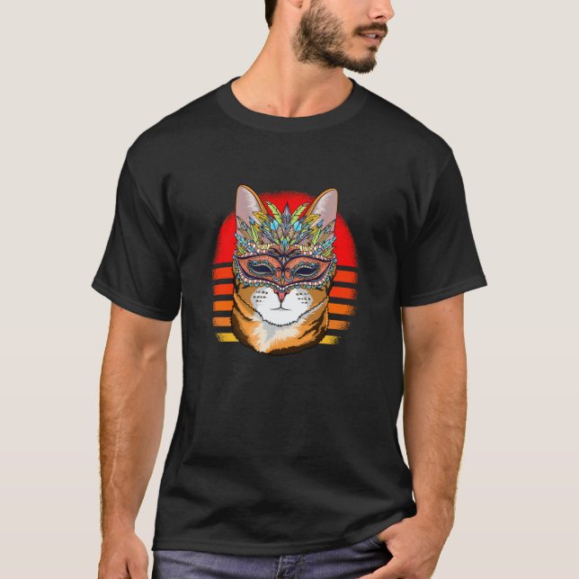 Mardi Gras cat Carnival Mask Cat T-Shirt (Front)