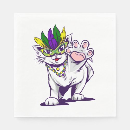 mardi gras cat funny kitten napkins