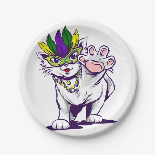 mardi gras cat funny kitten paper plates