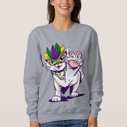 mardi gras cat funny kitten sweatshirt