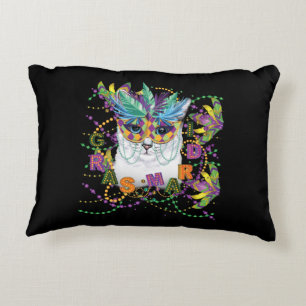 Mardi Gras Cat, Funny Mardi Gras Accent Pillow