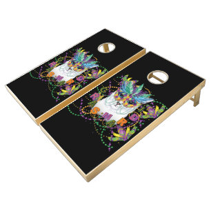 Mardi Gras Cat, Funny Mardi Gras Cornhole Set