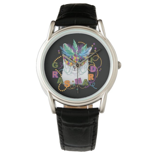 Mardi Gras Cat, Funny Mardi Gras Watch (Front)