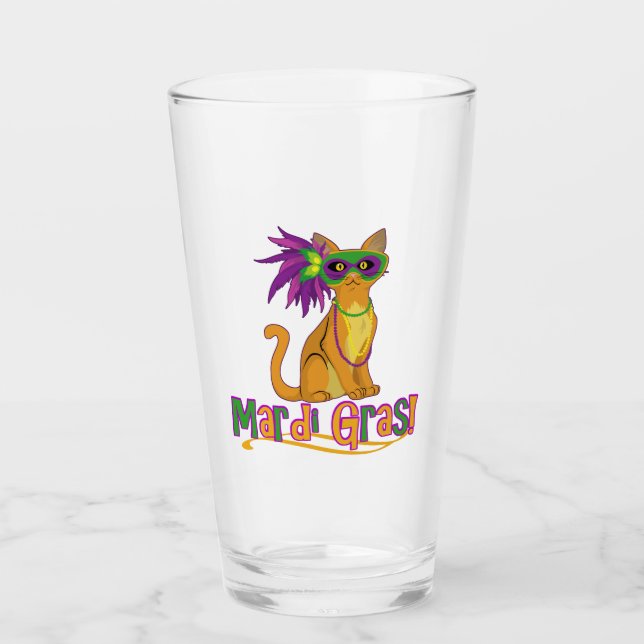 Mardi Gras Cat Glass (Front)
