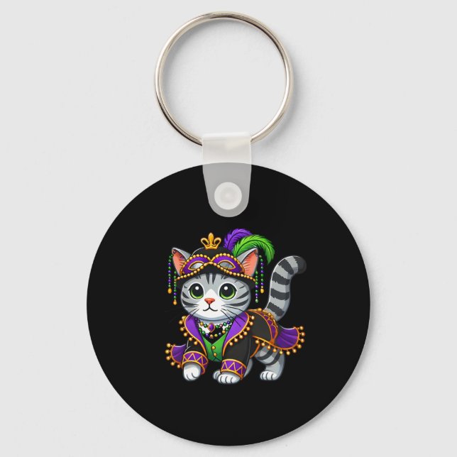 Mardi Gras Cat  Keychain (Front)