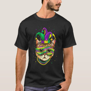 Mardi Gras Cat Mask Carnival Parade Party Cat T-Shirt