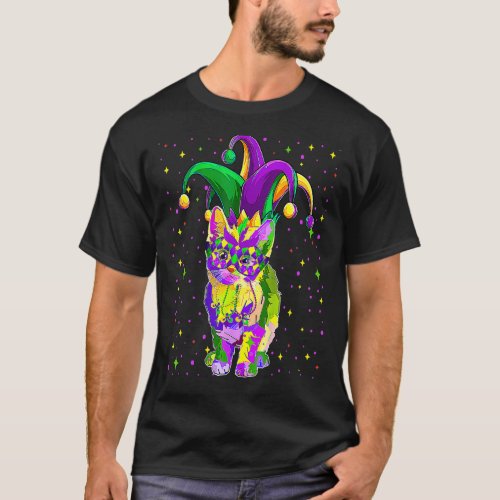 Mardi Gras Cat Mask Funny Carnival Parade Party Ca T_Shirt