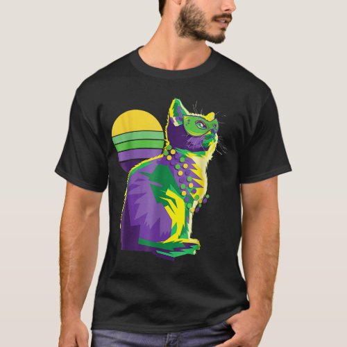 Mardi Gras Cat New Orleans Cat Lover T_Shirt