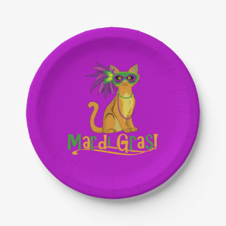 Mardi Gras Cat Paper Plates