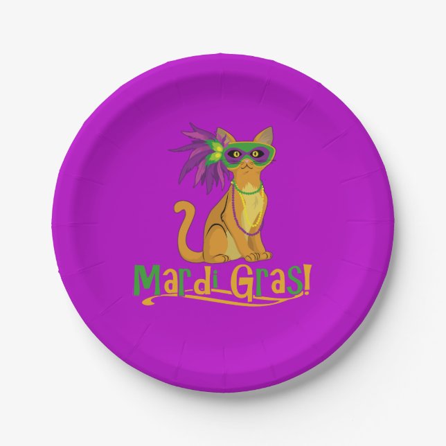 Mardi Gras Cat Paper Plates (Front)