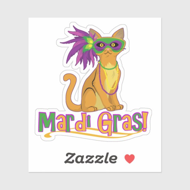 Mardi Gras Cat Sticker (Sheet)