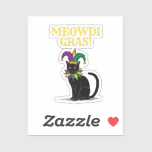 Mardi Gras Cat Sticker, Funny Meowdi Gras Pint Sticker