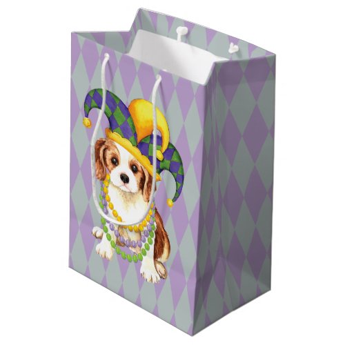 Mardi Gras Cavalier King Charles Spaniel Medium Gift Bag