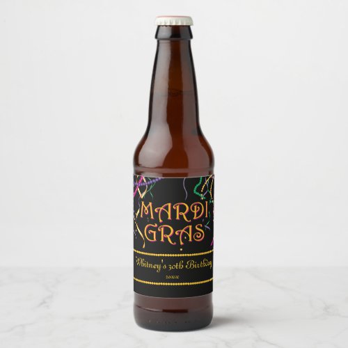 Mardi Gras Celebration Beer Bottle Label